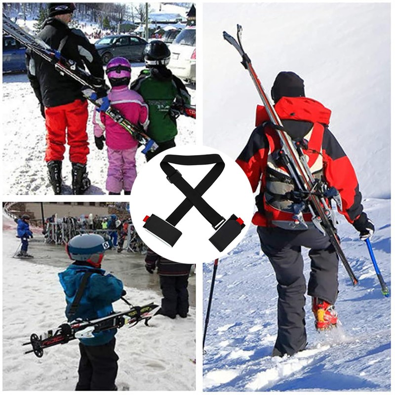 2 Pack Ski Carrier Straps Adjustable Shoulder with Cushioned Ski