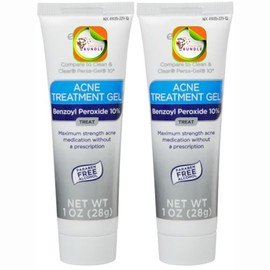 Equate 2-Pack 10% Benzoyl Peroxide Acne Treatment Gel - Powerful Skincare Combo for Clear, Radiant, and Acne-Free Skin + Create Sticker