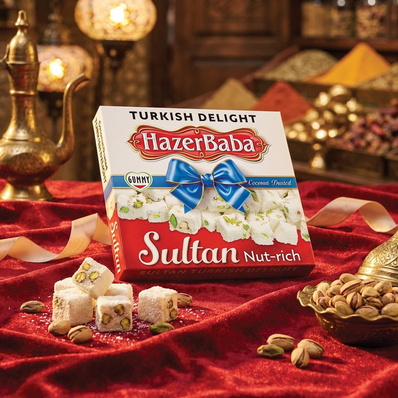 Hazer Baba Sultan Premium Turkish Delight Candy, %15 Nut-rich, Mixed
