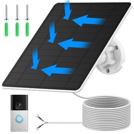 Ring Doorbell Solar Charger, Solar Panel Compatible with Ring Video Doorbell 3/3 Plus/4, Battery Video Doorbell Plus IP65 Waterproof, 13.1FT Charging Cable, 360°Adjustable Mount