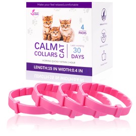 Gikool 4-Pack Cat Calming Collar, Breakaway Cat Collar for Kittens to Large Cats, 4-Week Long Lasting, for Cat Anxiety Relief, Ideal for Indoor Cats(Pink)