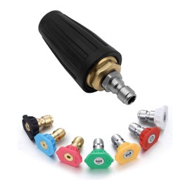 RNSSEZ Hochdruckreiniger 4000 Psi 360° drehbare Turbodüse 4,0 GPM Schnellverbinder Turbodüse mit 7 Stück Sprühspitzen Kit Mehrere Grad (0, 15, 25, 40, 65 Grad, Rinse1, Soap2) (Schwarz)