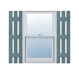 Ekena Millwork Lifetime Vinyl LS3S12X07500WB Standard Three Board Spaced, Board-n-Batten Vinyl Shutters, w/Installation Shutter-Lok's & Matching Screws (Per Pair), 12"W x 75"H, Wedgewood Blue