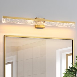 AIJIASI 39-Inch Brushed Gold Vanity Light Fixture, 28W Dimmable LED Modern Light Bar for Bathroom Mirror, Restroom, Bedroom (3000K)