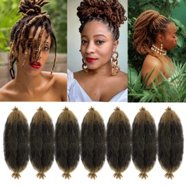 Marley Twist Braiding Hair 16 Inch Springy Afro Twist Hair 7 Packs Pre Fluffed Spring Twist Hair Ombre Blonde Kinky Twist Hair for Braiding Synthetic Curly Braiding Hair Extensions (16 Inch,T27)