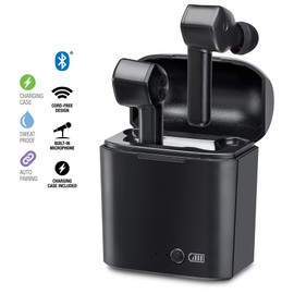 iLive Electronics Truly Wire-Free Bluetooth Earbuds, Sweatproof Design, Charging Case, Includes 3 Set of Ear Tips, Black (IAEBT300B)