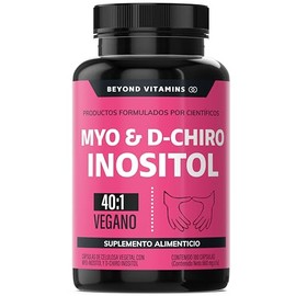 Inositol 40:1 | Myo y D-Chiro Inositol Puro | 180 cápsulas | Vitaminas para mujer | Suplemento Alimenticio Beyond Vitamins | Vegano | 180 caps