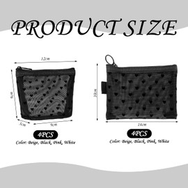 8 Pieces Mesh Cosmetic Bag, Love Pattern Cosmetic Bag, Large Capacity Cosmetic Bag, Breathable Cosmetic Bag, Travel Accessories