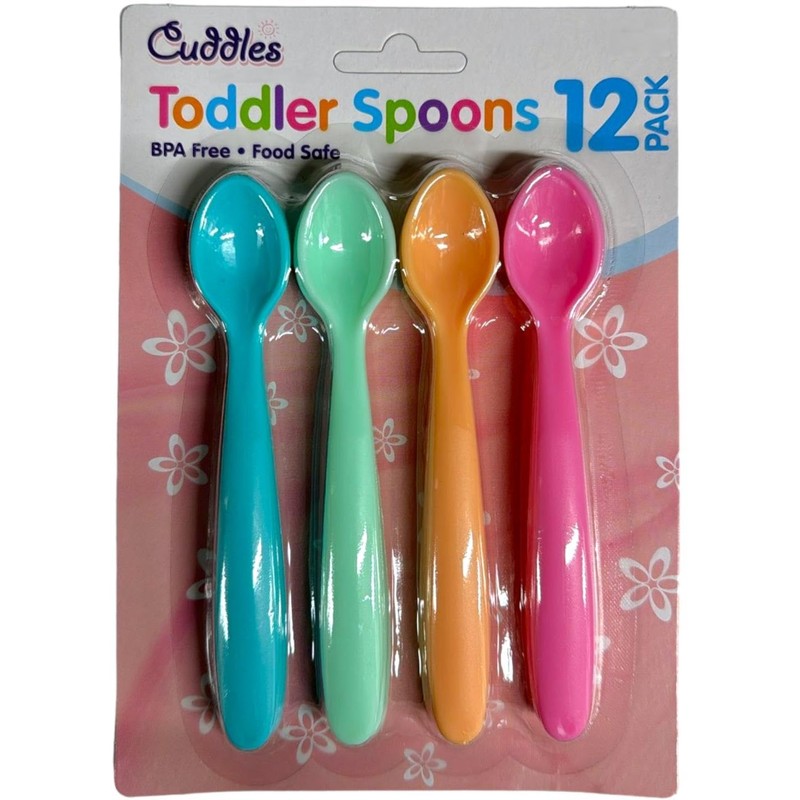 12 Pack Baby WEANING Feeding Spoons BPA Free Plastic Long