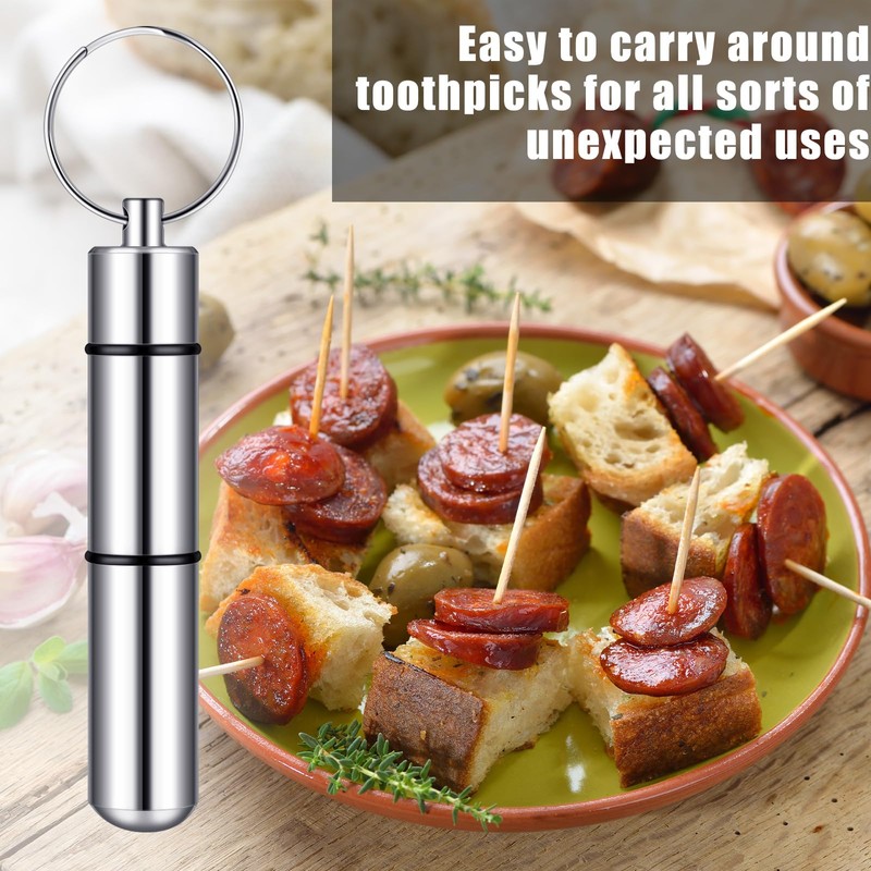 Hotop Pocket Toothpick Holder Waterproof Aluminium Alloy Toothpick Box Metal