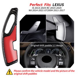 T-carbon Steering Wheel Paddle Shifter Extension Fits Lexus IS 2013-2024 RC200T RC300 RC350 2015-2025 NX 2015-2021;GT200H 2011-2017;Real Carbon Fiber Gear Shift Cover Trim Accessories