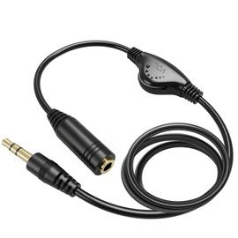 PChero 3.5mm Headphone Extension Cable with Volume Control, 3.3FT Male to Female Stereo Audio Jack Extender Aux Extension Adapter Cord for Headset Earphones Smartphones Tablets MP3 Players
