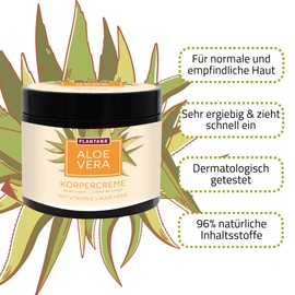 PLANTANA Organic Aloe Vera Body Cream 500 ml | For Dry Demanding Skin | With Vitamin E | Vegan | Fair Trade | Organic Cultivation | Dermatologically Tested | Economical | Fast Absorbing