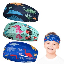 ZORVUJI Headband Boys Pack of 3 Headband Children Boys Dinosaur Sports Hair Bands Elastic Headband Girls Wide Headband for School Leisure