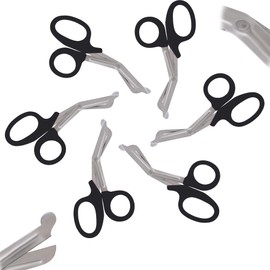 6 Pack Heavy Duty EMT Trauma Shears, Assorted Rainbow Colors - Ideal for EMS, Nurse, Medical, Police and Firefighter | Strong Enough to Cut A Penny in Half (7.5", Black)