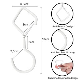 MOGADEE® Pack of 10 S Hooks, Black, Hooks for Hanging, Hooks with Secure, Hooks for Clothes Rail for Kitchen, Workshop, Bathroom, Garden, Bedroom, Outdoor