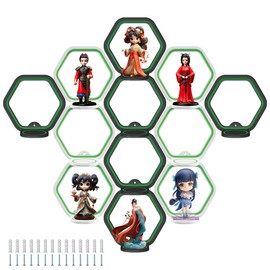 LRANFOW 12 Wall Display Shelves for Funko Pop Mart Figures Anime Figure, Display Ledges with Glow in The Dark Strips, Collector Shelves for Action Figures, Game Room, Mini Collectibles Figure Shelves