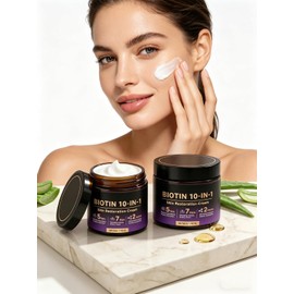 Biotin 10-in-1 Skin Restoration Cream, Natural Collagen Lifting Moisturizer, Deep Hydration Repair Lotion for Dryness Fine Lines and Uneven Texture, Suitable for All Skin Types 50g (2)
