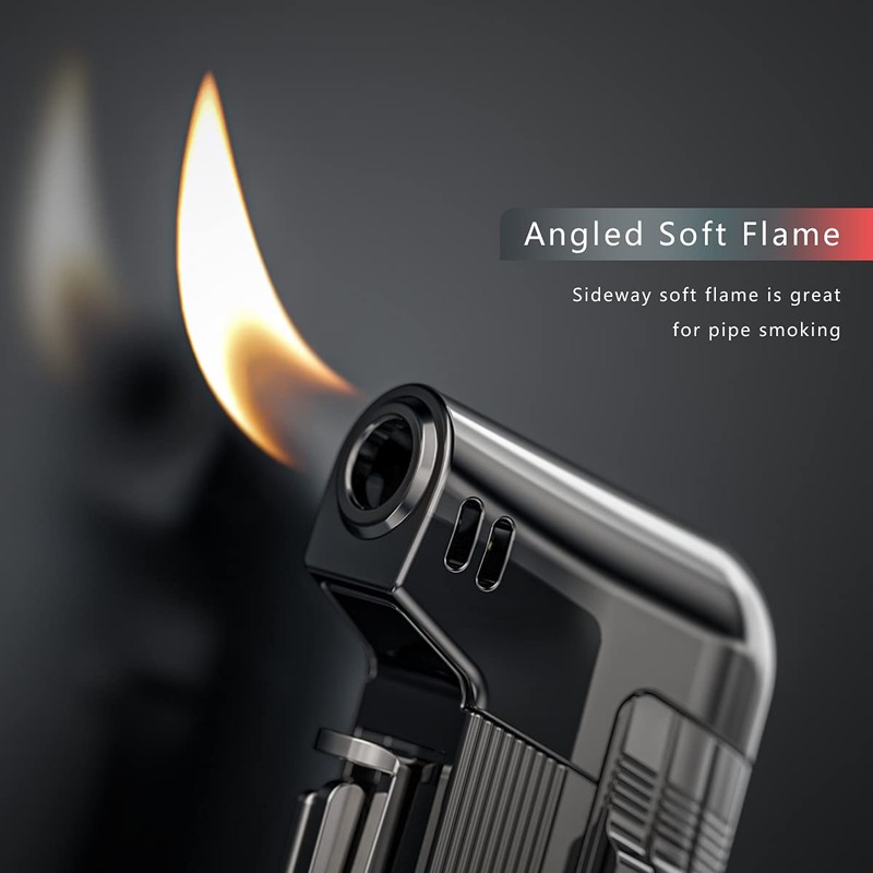 JOPOO Pipe Lighter Gas Butane Refillable Soft Flame with Pipe