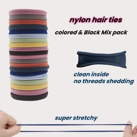 40 Pack Nylon Hair Ties No Tangle Seamless Hair Ties for Ponytails No Damage Ponytail Holders for Women and Girls (mix color)