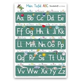 Mein Tafel-ABC in Grundschrift mit Artikeln: Lernposter DINA 4 laminiert