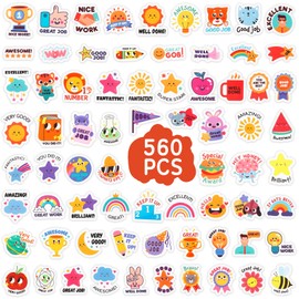 560PCS Teacher Gifts for Valentine's Day Teacher Reward Positive Affirmation Stickers Motivational Inspirational Stickers for Scrapbooking,Positive Quotes Sticker for Bottle Laptop Desk
