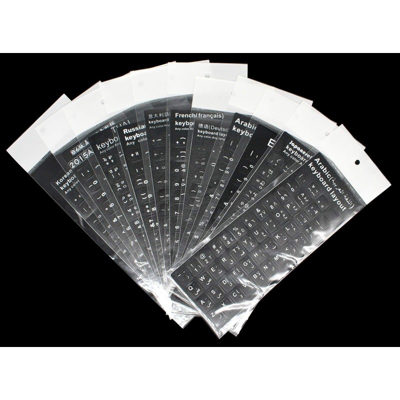 [2PCS Pack] HRH Spanish Keyboard Stickers,PC Keyboard Stickers Black Background