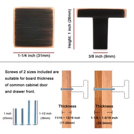 KOOFIZO 10 Pack Oil Rubbed Bronze Cabinet Knobs Bronze Drawer Knobs K03 Square Single Hole Cabinet Pulls for Cabinets Drawer Dresser Cupboard Bedroom Closet Bathroom