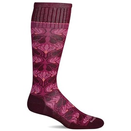 Sockwell Women's Floral Tapestry Moderate Graduated Compression Sock, Cranberry - S/M