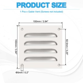 PATIKIL 4x4 Inch Stainless Steel Vent Cover, Screen Air Grille Ventilation Cover HVAC Louvered Grill Built-in Mesh for Home Kitchen Fireplace Bathroom Wall Ceiling, Silver