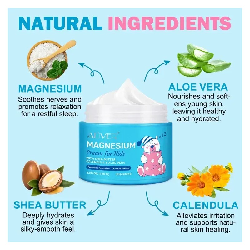 Crema Magnesio Natural Niños Relajación Promueve El Sueño