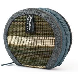 Handmade Coin Bag – Woven Coin Case Pouch for Men & Women | Handmade Wallet, Change Pouch, Small Zipper Wallet | Made from Natural Grasses & Buntal Fibers (Gray & Natural)