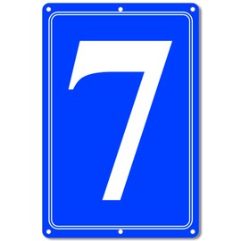 i-CowFun Premium Aluminum Number Signs 7, Metal 12" X 8" Blue Numbered Signs Outdoor for Parking Lots, Floor, Dock, Court, Aisle, Field, High Visibility, No Fade, Weather-resistant