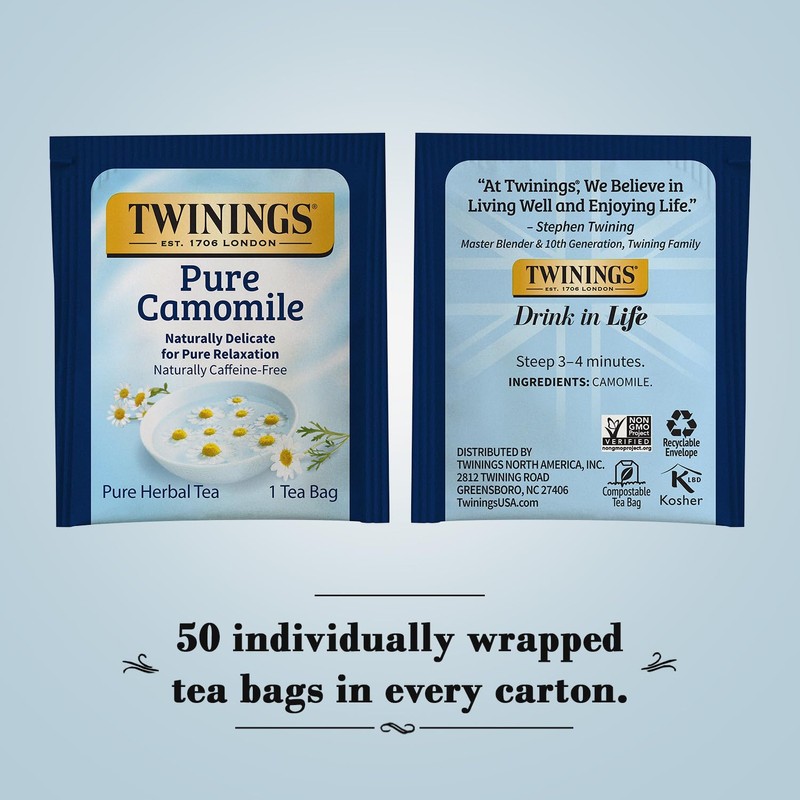 Twinings Pure Camomile Herbal Tea - Naturally Caffeine-Free Camomile Tea