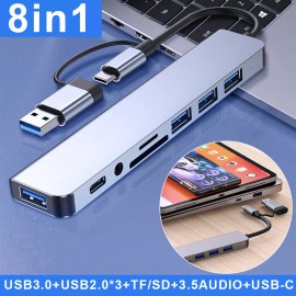 Unbranded 8 in 1 Multi-hub Type C USB 3.0 Hub Concentrator Adapter for PC Laptop Macbook