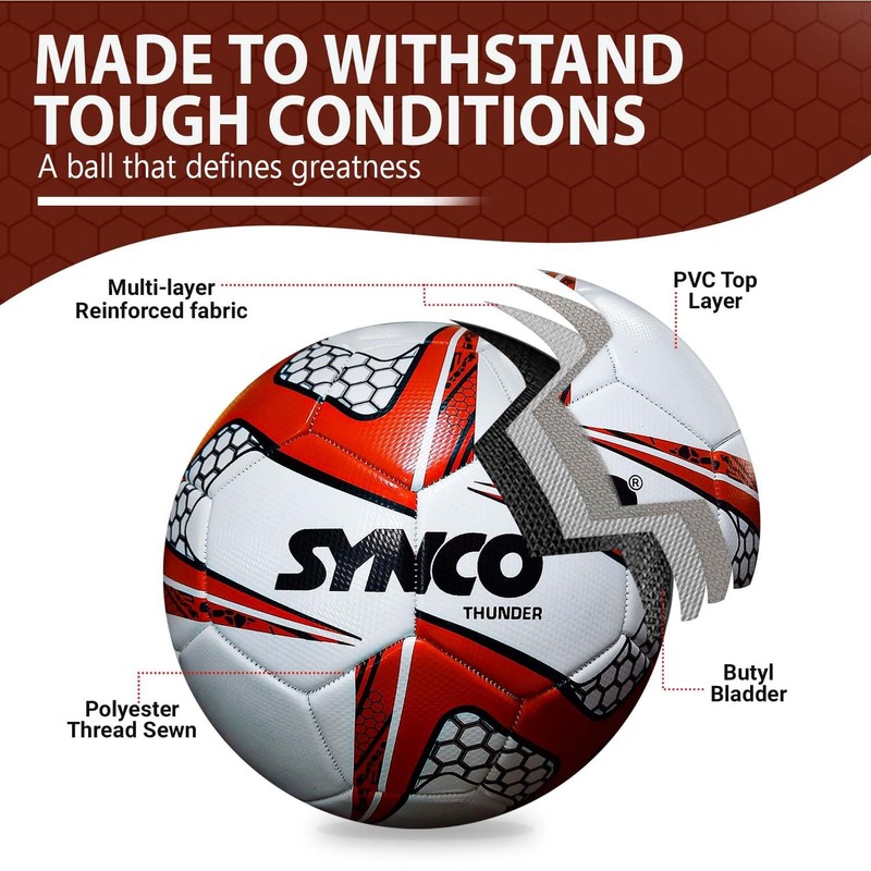 Synco Thunder Fußball – Größe 5 Trainings- & Spielball 3-lagiges