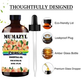 Peach Essential Oil, Peach Oil 4 Fl Oz 120ML for Diffuser Humidifier Yoga Cleaning DIY Candle Soap Making Peach Essential Oils