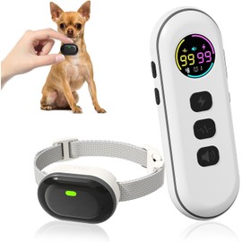 Ultra-Small Anti Bark Collar, Ultra-Light & Thin Dog Training Collar with 1300ft Remote for Small Dogs 5-15lbs, 198-Level Precise Control, Rechargeable, White (Not Auto Collar)