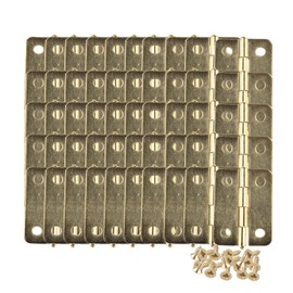 HALJIA 50 Pcs Mini Brass Plated 23x19mm Hinge Connectors for Jewelry Cabinet Drawer with 200pcs Spare Screws