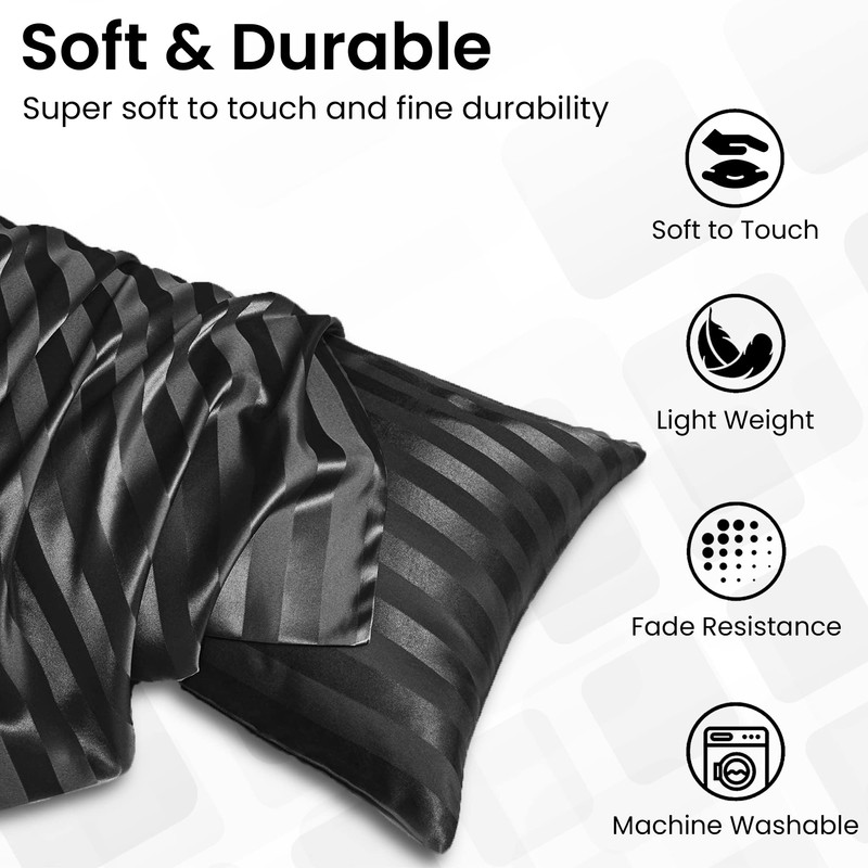 Stripe Satin Silk Pillowcase Pillow cover for Hair and Skin