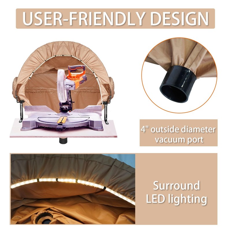 GARVIN Miter Saw Dust Collection Hood with Light, Dust Solution