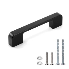 WEAVERBIRD 10pcs Black Drawer Handles Aluminum Alloy Kitchen Cupboard 96mm (3.7 inch) Cabinet Kitchen Drawer Pulls fits in kitchen's Bedroom Living Room Toilet Door, Furniture