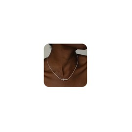 BBV Cross Necklace for Women Dainty 14K Gold Plated/Sterling Silver Cross Pendant Simple Cute Necklaces for Women Trendy Gold Jewelry (Silver diagonal cross)