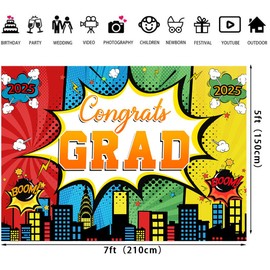 LTDKAEN 7x5ft Congrats Grad Backdrop 2025 Graduation Photography Background Class of 2025 Congrats Grad Party Decoration Photo Booth Props