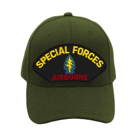 PATCHTOWN Special Forces - Airborne Hat/Ballcap Adjustable One Size Fits Most (Olive Green, Standard (No Flag))