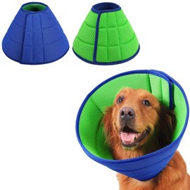 KIKNIN Extra Soft Dog Cone for Dogs After Surgery, Breathable Dog Cones for Large Medium Small Dogs and Cats, Lightweight Dog Recovery Collar for Pets (Large, Blue)