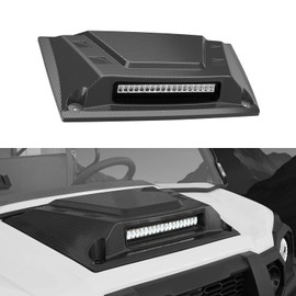 XUTVOTOR Hood Scoop with LED Spotlight for Kawasaki Mule Pro, Carbon Fiber Durable PP Material Sleek Mesh Ventilation Front Hood Cover for Kawasaki Mule Pro FXT DXT DX FX FXR 2015-2025 Accessories