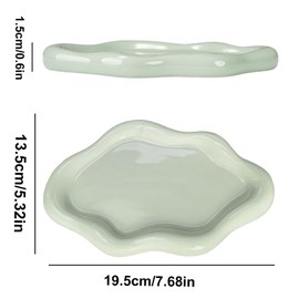 ARJDXDP Ceramic Jewellery Dish Trinket Dish, Cloud Shape Tray Jewellery Dish Small Key Tray for Mother's Day/Christmas/Thanksgiving/Birthday Gift (Green)
