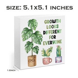 Inspirational Wooden Box Sign, Therapy Office Decor Growth Mindset Wall Decor Motivational Gifts Plant Wood Box Sign Classroom Toddler Room Nursery Home Baby Room Decorations Signs