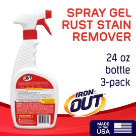 IRON OUT Rust Stain Remover Spray Gel, Removes Rust Stains in Bathrooms, Kitchens, Laundry, and Outdoors, No Scrubbing, Made in the USA, 24 Ounces, 3-Pack